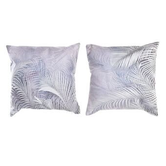 Cushion DKD Home Decor Grey Polyester Aluminium Tropical (45 x 10 x 45 cm) (2 Units)