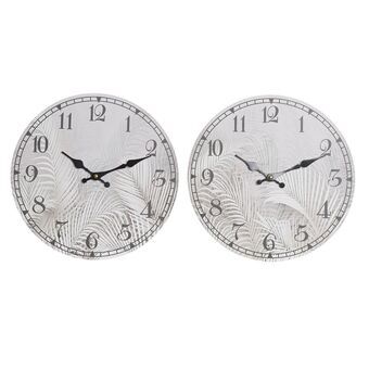 Wall Clock DKD Home Decor Grey MDF Tropical (33 x 4 x 33 cm) (2 Units)