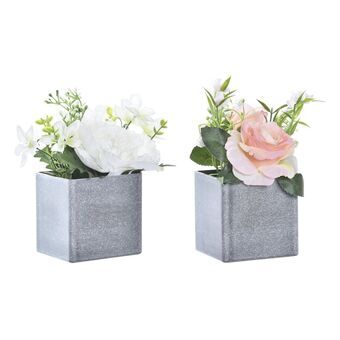 Decorative Plant DKD Home Decor Polyester White Peach PE (13 x 13 x 18 cm) (2 Units)