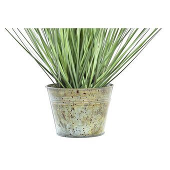 Decorative Plant DKD Home Decor Bucket Green Yellow Brass PE (20 x 20 x 50 cm)