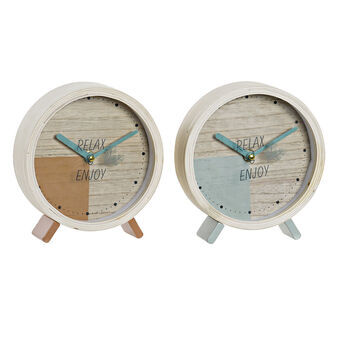 Table clock DKD Home Decor Crystal Natural Wood Orange Green (15 x 4,5 x 16 cm) (2 Units)