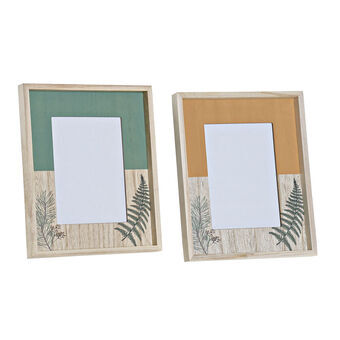 Photo frame DKD Home Decor Crystal Wood Orange Terracotta Green (22 x 3 x 27 cm) (13 x 18 cm) (2 Units)