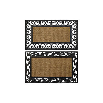 Doormat DKD Home Decor Black Brown Rubber Coconut 2 Units (75 x 45 x 0,5 cm)