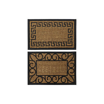 Doormat DKD Home Decor Black Brown Rubber Coconut 2 Units (60 x 40 x 0,5 cm)