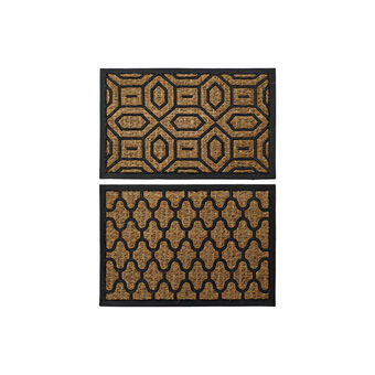 Doormat DKD Home Decor Black Brown Rubber Coconut 2 Units (60 x 40 x 0,5 cm)