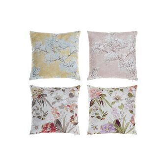 Cushion DKD Home Decor Polyester Aluminium Multicolour Microfibre Oriental (40 x 10 x 40 cm) (4 Units)