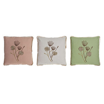 Cushion DKD Home Decor Flower Pink Polyester Aluminium White Green Shabby Chic (45 x 10 x 45 cm) (3) (3 Units)