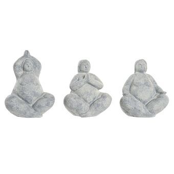 Decorative Figure DKD Home Decor Resin Light grey Yoga Modern (18 x 14 x 18 cm) (3 Units)