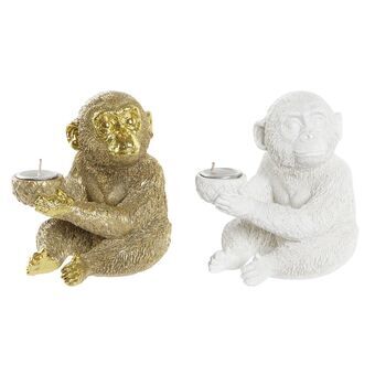 Decorative Figure DKD Home Decor Golden White Resin (14 x 10,5 x 14 cm) (2 Units)