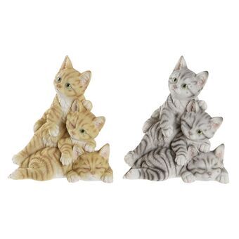 Decorative Figure DKD Home Decor Grey Orange Resin Little Cat Shabby Chic (20 x 17 x 23,5 cm) (2 Units)