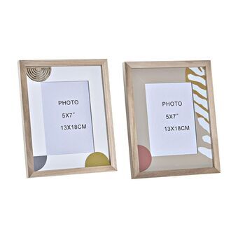 Photo frame DKD Home Decor Crystal Brown MDF White (21,5 x 2 x 27 cm) (2 Units)