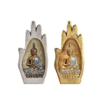 Decorative Figure DKD Home Decor Grey Golden Buddha Resin (10 x 7,2 x 20,9 cm) (2 Units)