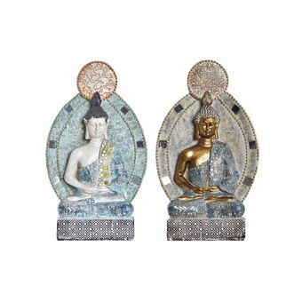 Decorative Figure DKD Home Decor Blue Golden Buddha Resin (12,3 x 7,7 x 21,5 cm) (2 Units)