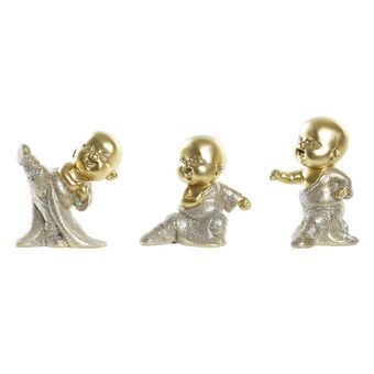 Decorative Figure DKD Home Decor Champagne Golden Resin Monk (8 x 5,5 x 9 cm) (3 Units)