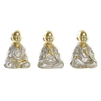 Decorative Figure DKD Home Decor Champagne Golden Resin Monk (13 x 11 x 17,5 cm) (3 Units)