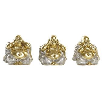 Decorative Figure DKD Home Decor Champagne Golden Buddha Resin (19,5 x 15 x 19,5 cm) (3 Units)