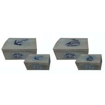 Set of decorative boxes DKD Home Decor Blue MDF (20 x 13,5 x 10 cm) (2 Units)