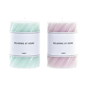 Candle DKD Home Decor Relax Turquoise Light Pink Spirals Wax (7 x 7 x 10 cm) (2 Units)