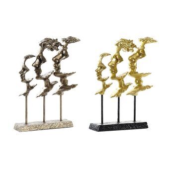 Decorative Figure DKD Home Decor Face Golden Metal Copper Resin Modern (2 Units) (23 x 7 x 30 cm)