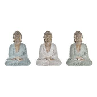 Decorative Figure DKD Home Decor Blue Buddha White Green Resin (13,5 x 9,5 x 18,5 cm) (3 Units)