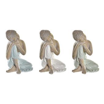 Decorative Figure DKD Home Decor Blue Buddha White Green Resin (13 x 12,5 x 18,5 cm) (3 Units)