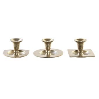 Candleholder DKD Home Decor Golden Aluminium (12 x 12 x 7 cm) (3 Units)