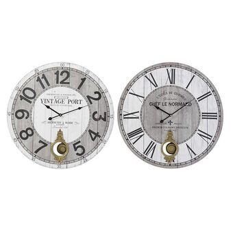 Wall Clock DKD Home Decor Grey Golden Metal MDF White (58 x 8 x 58 cm)