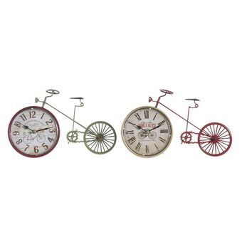 Table clock DKD Home Decor Red Bicycle Green Iron (34,5 x 5 x 22,5 cm) (2 Units)