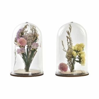 Decorative Figure DKD Home Decor Crystal Pink Yellow (6 x 6 x 9 cm) (2 Units)