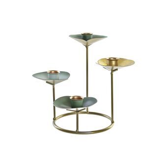 Candle Holder DKD Home Decor Golden Metal Mint Waterlily (19 x 19 x 20 cm)