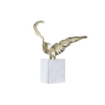 Decorative Figure DKD Home Decor Golden Aluminium White Leaf of a plant (28 x 8 x 25 cm)