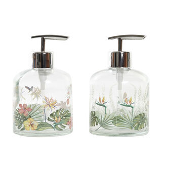 Soap Dispenser DKD Home Decor Transparent Tropical Crystal Multicolour ABS (10 x 8 x 14 cm) (2 Units)