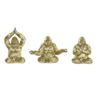 Decorative Figure DKD Home Decor Silver Golden Resin Gorilla (22,5 x 13 x 16,5 cm) (3 Units)