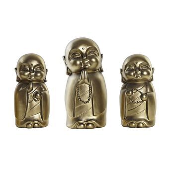 Decorative Figure DKD Home Decor Golden Resin Monk (12,5 x 12,5 x 25 cm) (3 Units)