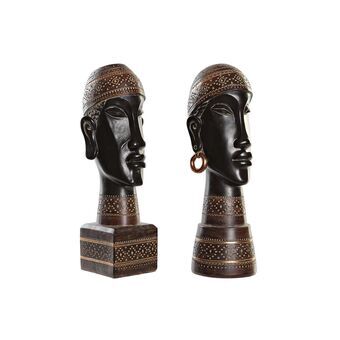 Decorative Figure DKD Home Decor Black Brown Resin African Woman (15 x 16 x 43,5 cm) (2 Units)