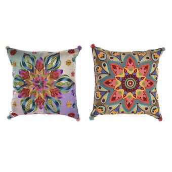 Cushion DKD Home Decor Polyester Cotton Aluminium Multicolour Mandala Arab (40 x 10 x 40 cm) (2 Units)