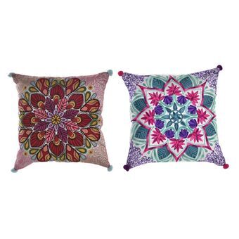 Cushion DKD Home Decor Polyester Cotton Aluminium Multicolour Mandala Arab (40 x 10 x 40 cm) (2 Units)