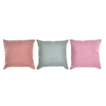 Cushion DKD Home Decor Pink Orange Polyester Aluminium Green 100% cotton (3) (40 x 10 x 40 cm) (3 Units)