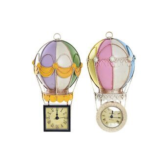 Wall Clock DKD Home Decor Metal Balloon Multicolour Vintage (26 x 7 x 13,5 cm) (2 Units)