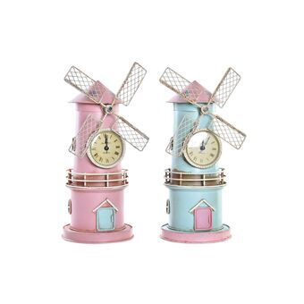 Table clock DKD Home Decor Pink Metal Celeste (15 x 13 x 29,5 cm) (2 Units)