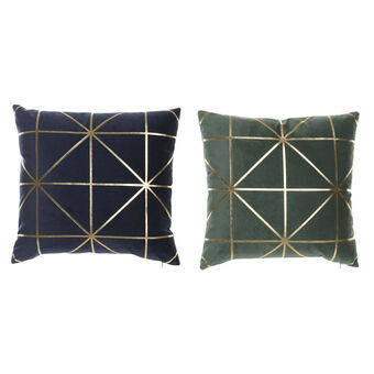 Cushion DKD Home Decor Golden Polyester Mint Aluminium Green Navy Blue Modern Geometric (45 x 10 x 45 cm) (2 Units)