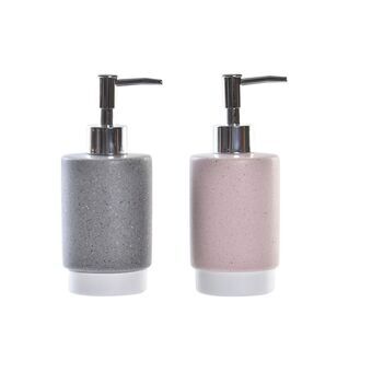 Soap Dispenser DKD Home Decor Silver Grey Light Pink Dolomite (7,3 x 7,3 x 17,6 cm) (2 Units)