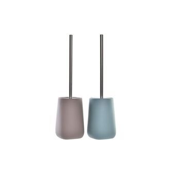 Toilet Brush DKD Home Decor Urban Silver Blue Pink Aluminium PP (11 x 11 x 41 cm) (2 Units)