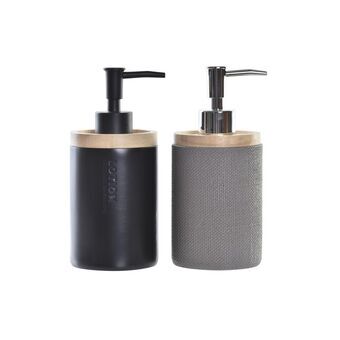 Soap Dispenser DKD Home Decor Natural Black Grey Natural rubber Resin (7,7 x 7,7 x 17,5 cm) (2 Units)