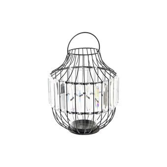 Lantern DKD Home Decor Crystal Black Metal Transparent (20 x 20 x 25 cm)