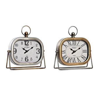 Table clock DKD Home Decor Crystal Silver Golden Iron (22,5 x 7 x 24,5 cm) (2 Units)