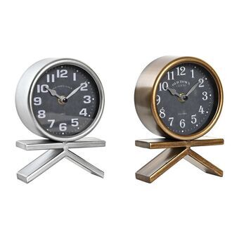 Table clock DKD Home Decor Silver Golden Iron Loft (13 x 6 x 19 cm) (2 Units)