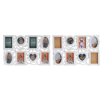 Photo frame DKD Home Decor 8 photos Crystal White PP (58 x 2 x 37,5 cm) (2 Units)