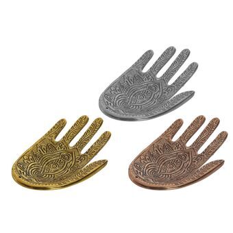 Incense DKD Home Decor Holder Aluminium Hand (13,5 x 8,5 x 3 cm) (3 Units)