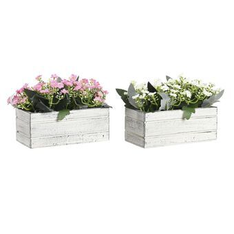 Decorative Plant DKD Home Decor Pink Wood White PE (24 x 16 x 16,5 cm) (2 Units)